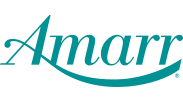 Amarr logo with stylized teal lettering and sweeping underline, representing premium garage door manufacturer
