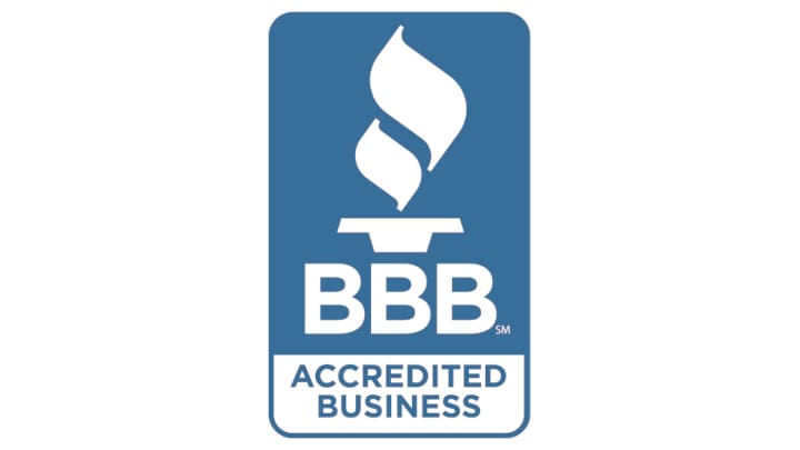 BBB Accredited Business badge with torch symbol, representing trust and ethical garage door service standards